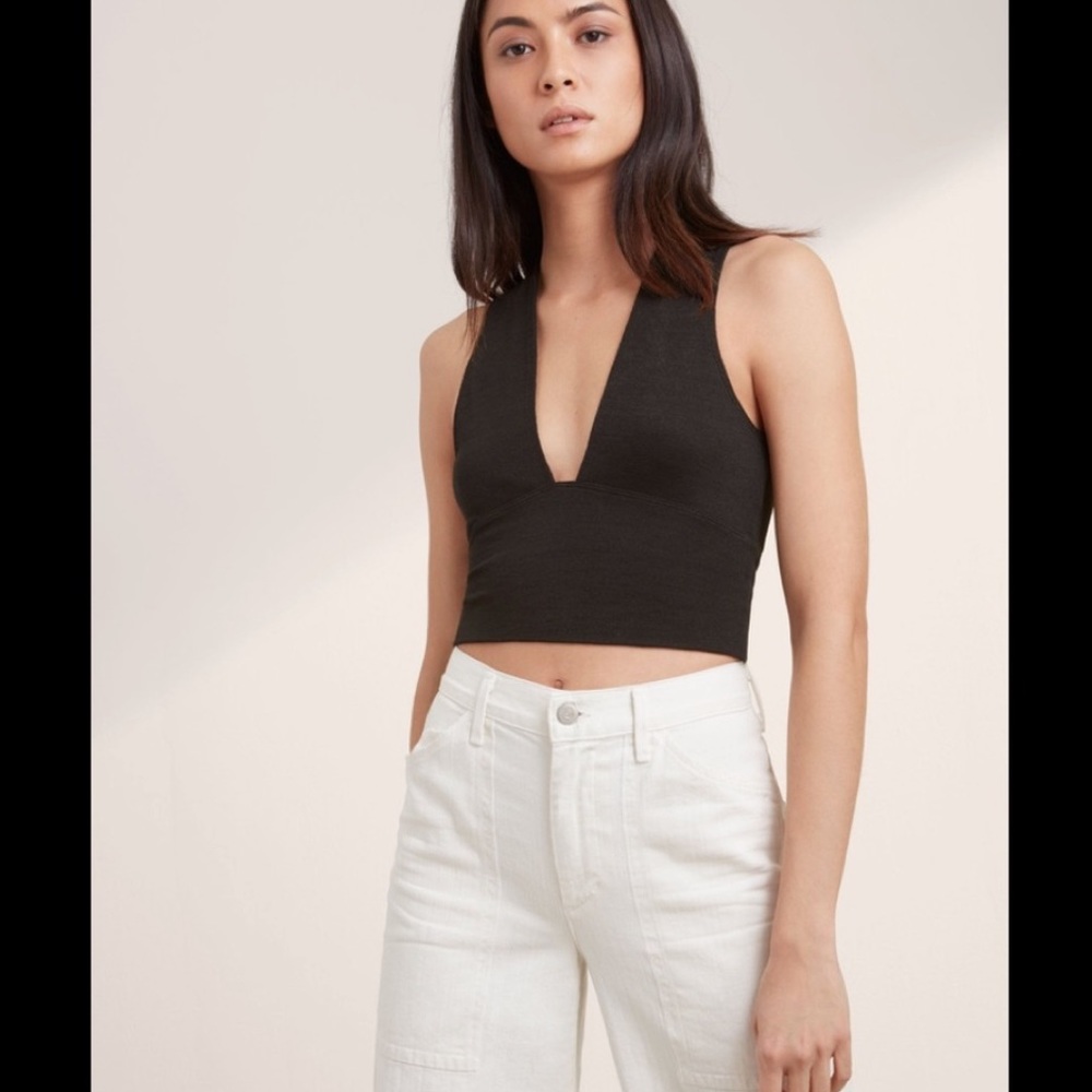 Aritzia Wilfred Free Black Cropped Top XS